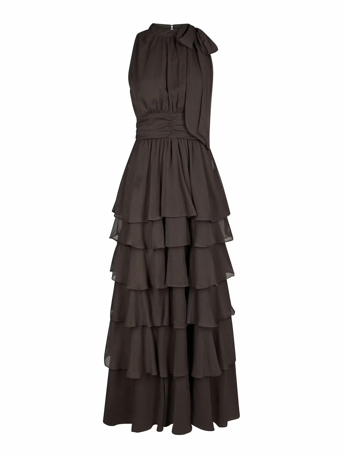 Marli Solid Chiffon Dress Dusty Brown Neo Noir