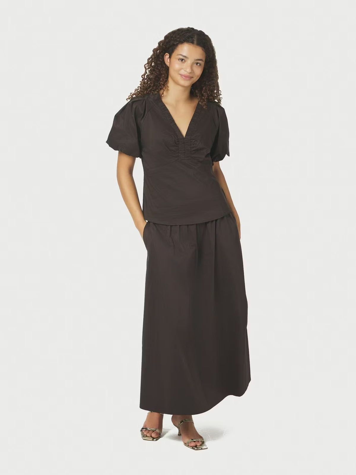 Irina Poplin Blouse Chocolate Brown Neo Noir