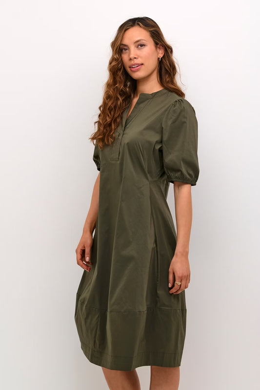 Antoinett SS Placket Dress Burnt Olive Culture
