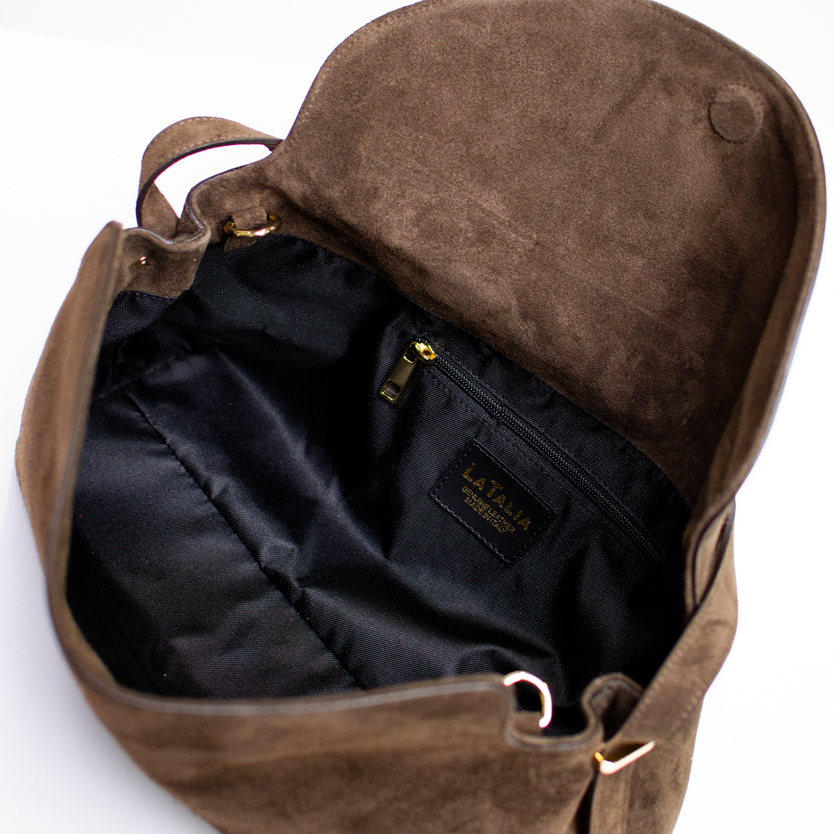 Torino Mini Suede Leather Bag Espresso Ash Latalia
