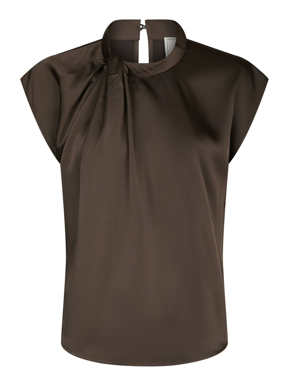 Fleur Drapy Satin Blouse Dark Brown Neo Noir
