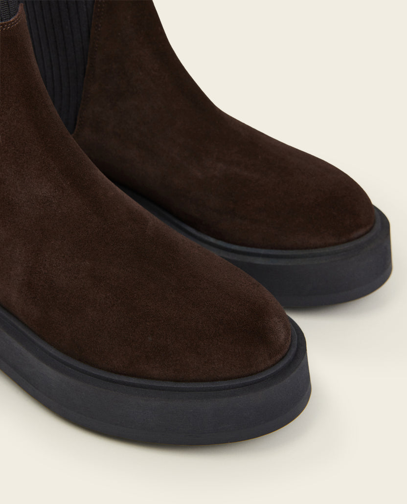 Aurora Chocolate Suede Flattered
