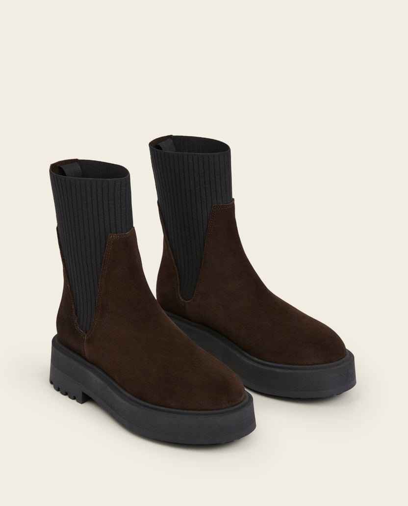 Aurora Chocolate Suede Flattered