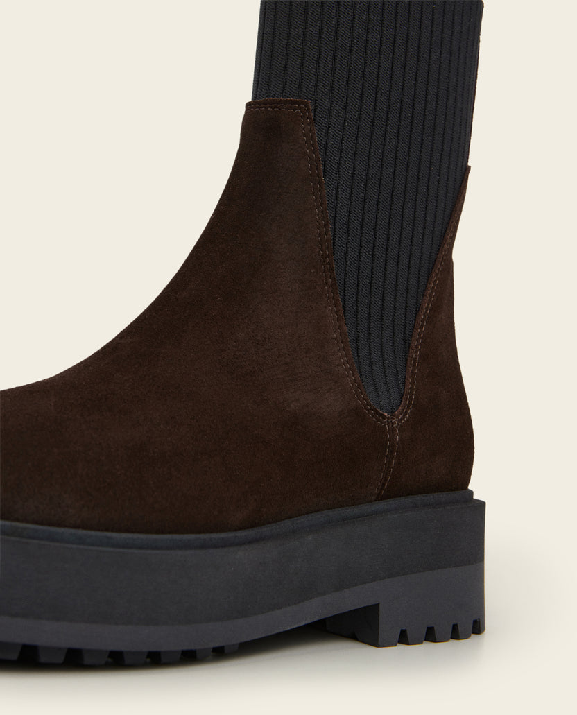 Aurora Chocolate Suede Flattered