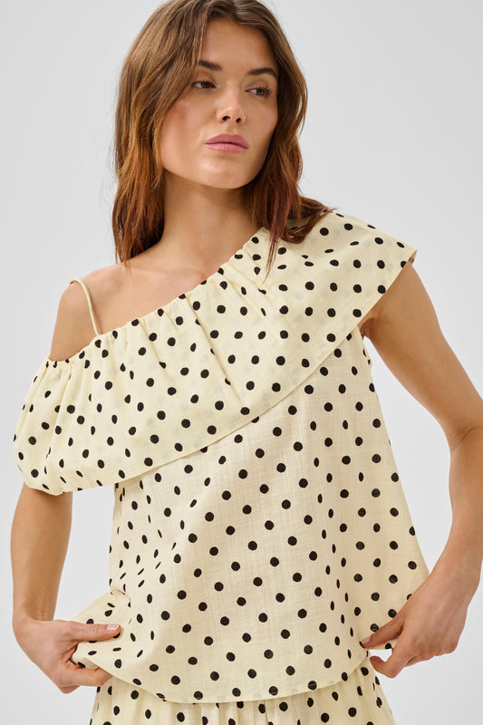 Nada Florence Blouse Lemon Icing w Dots My Essential Wardrobe