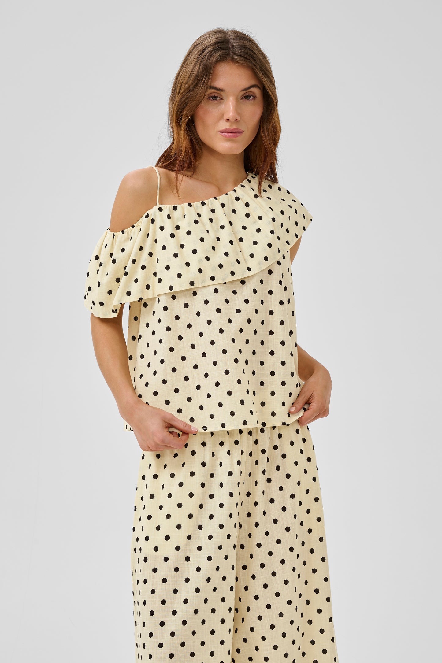 Nada Florence Blouse Lemon Icing w Dots My Essential Wardrobe
