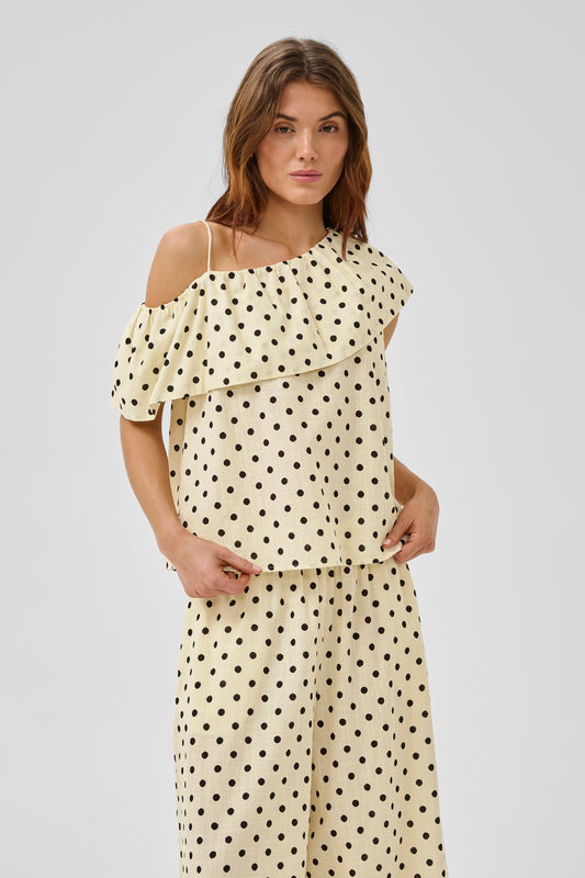 Nada Florence Blouse Lemon Icing w Dots My Essential Wardrobe