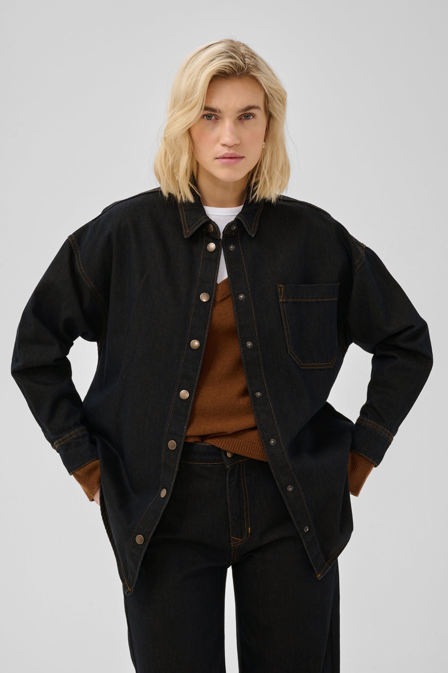 Sinna Denim Shirt 186 Blue Brown Un-Washed My Essential Wardrobe