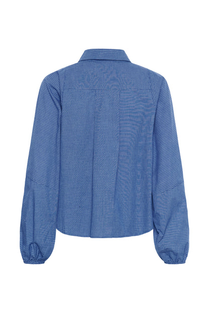 Ilse Balloon Sleeve Shirt Clear Blue Check My Essential Wardrobe