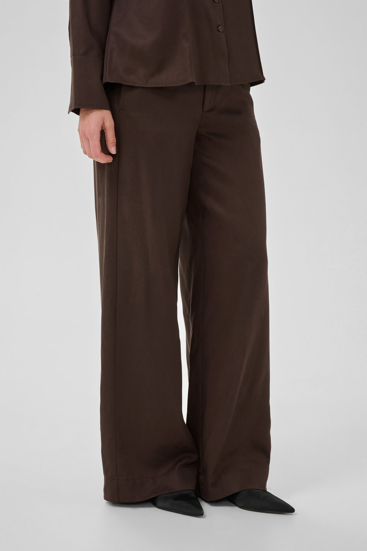 Jojo Wide Pant Dark Brown My Essential Wardrobe