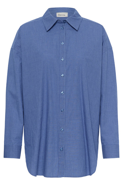 Ilse Boxy Shirt Clear Blue Check My Essential Wardrobe