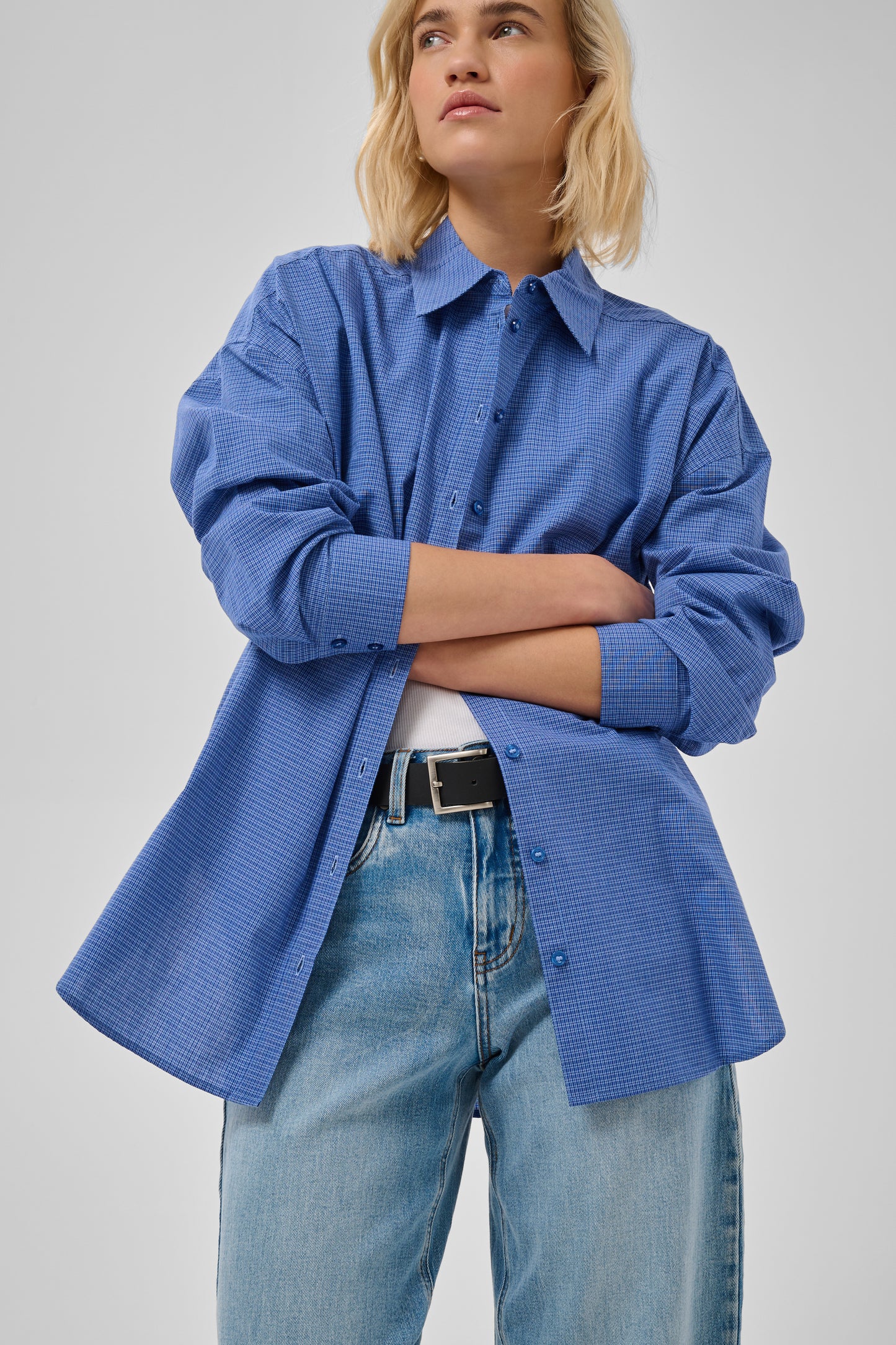 Ilse Boxy Shirt Clear Blue Check My Essential Wardrobe