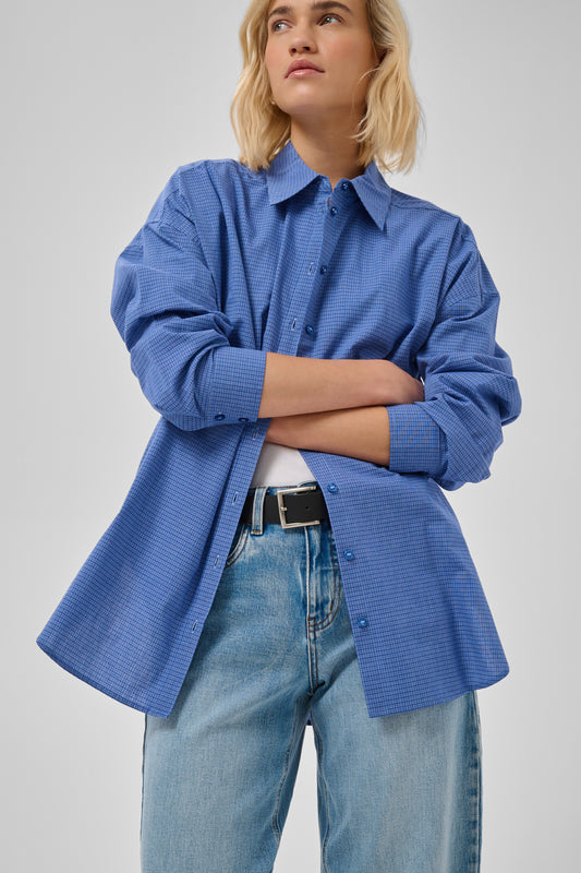 Ilse Boxy Shirt Clear Blue Check My Essential Wardrobe