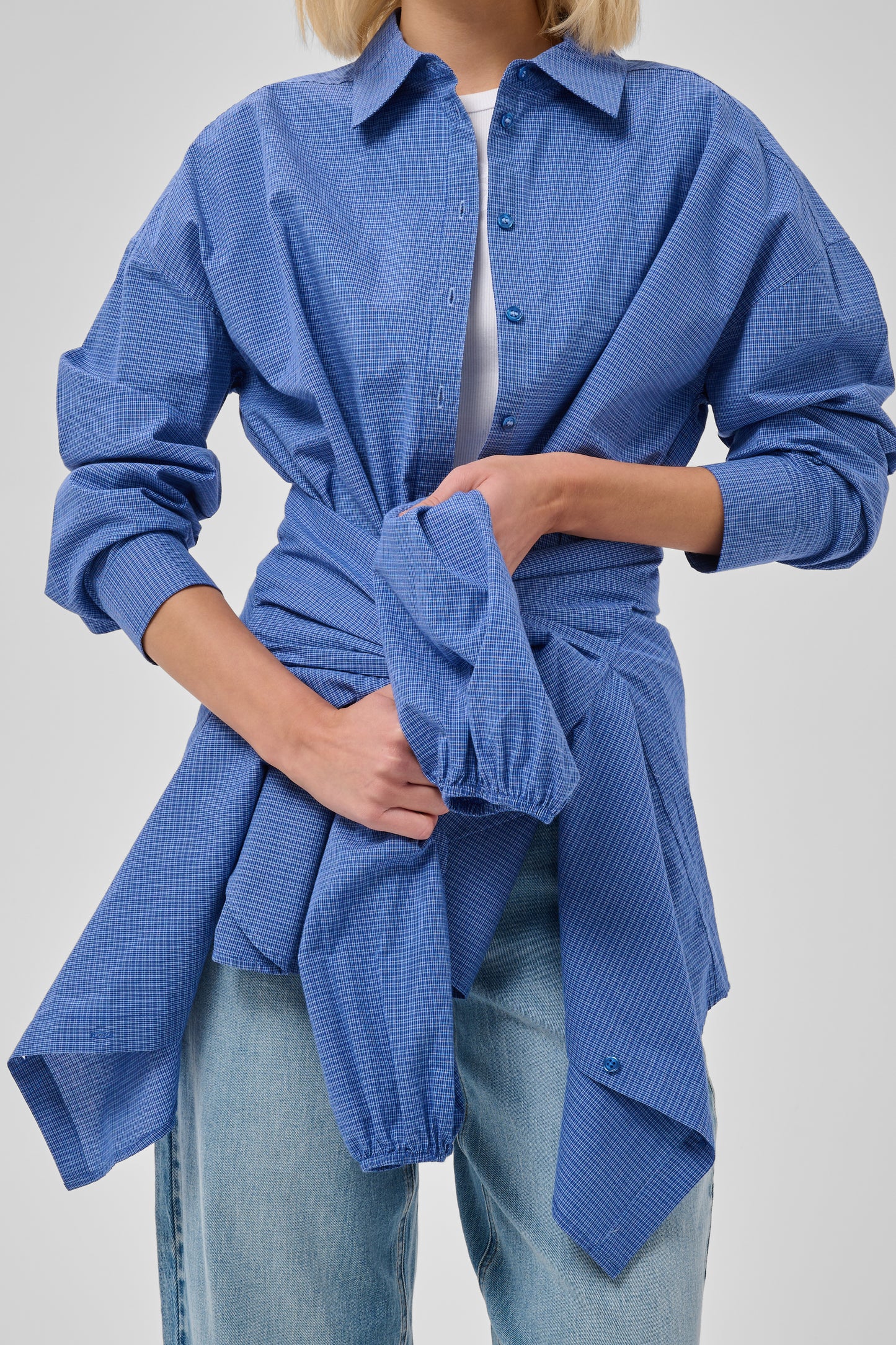 Ilse Boxy Shirt Clear Blue Check My Essential Wardrobe