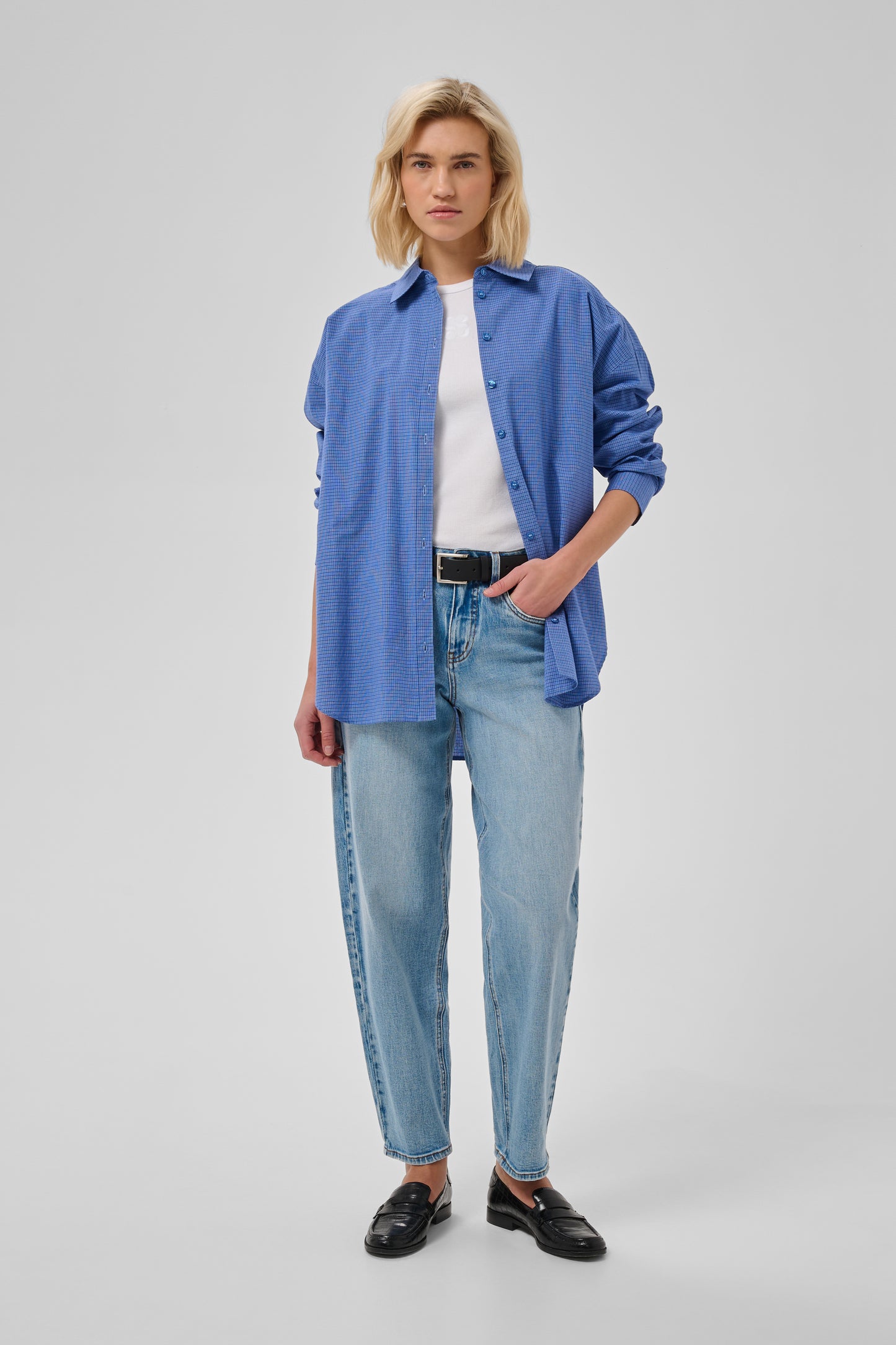 Ilse Boxy Shirt Clear Blue Check My Essential Wardrobe