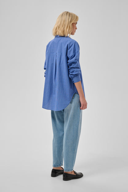 Ilse Boxy Shirt Clear Blue Check My Essential Wardrobe