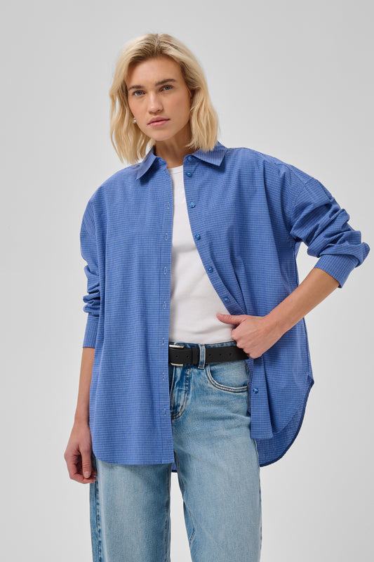 Ilse Boxy Shirt Clear Blue Check My Essential Wardrobe