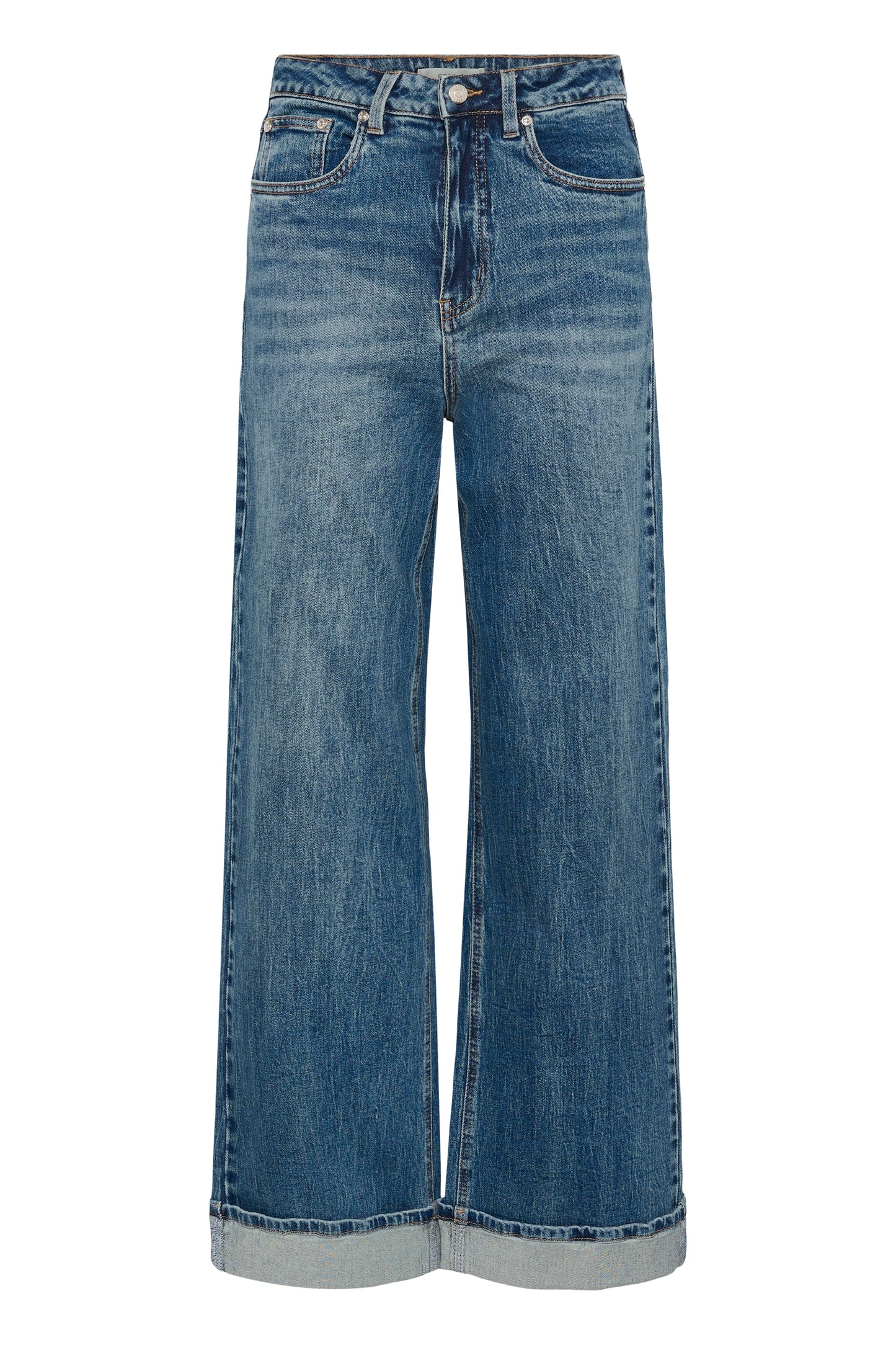 Sara HW Wide Jeans Washed Mid Blue Gestuz