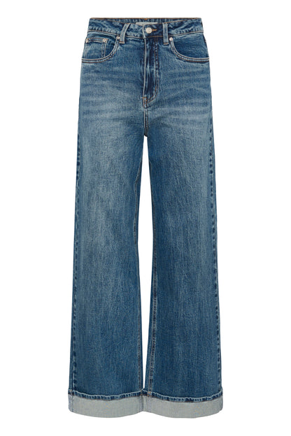 Sara HW Wide Jeans Washed Mid Blue Gestuz