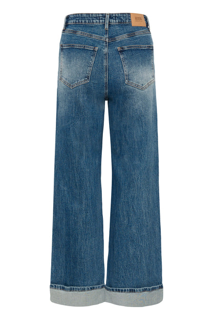 Sara HW Wide Jeans Washed Mid Blue Gestuz