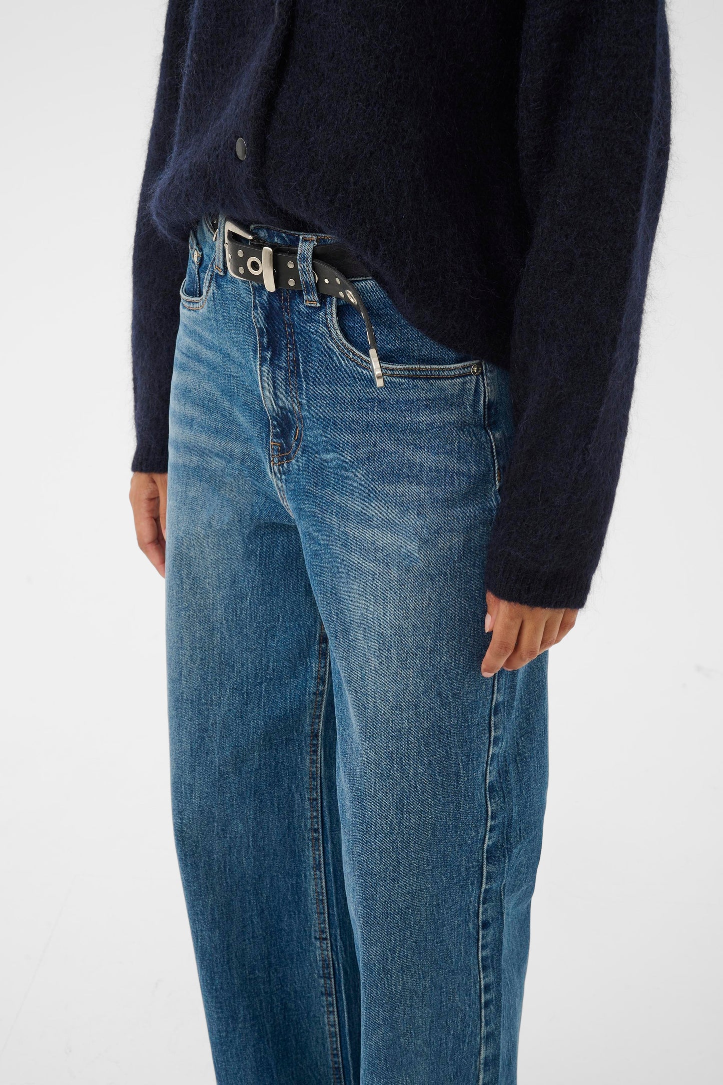 Sara HW Wide Jeans Washed Mid Blue Gestuz