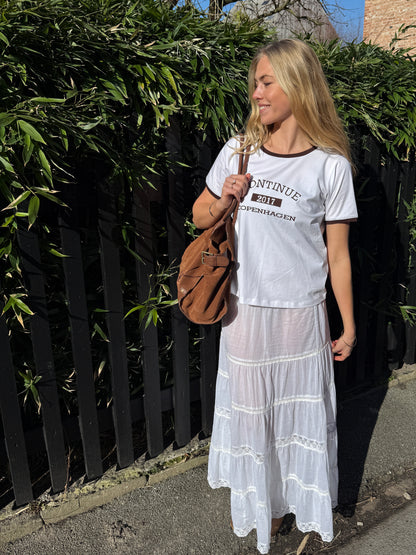 Dea T-shirt White/Brown Continue