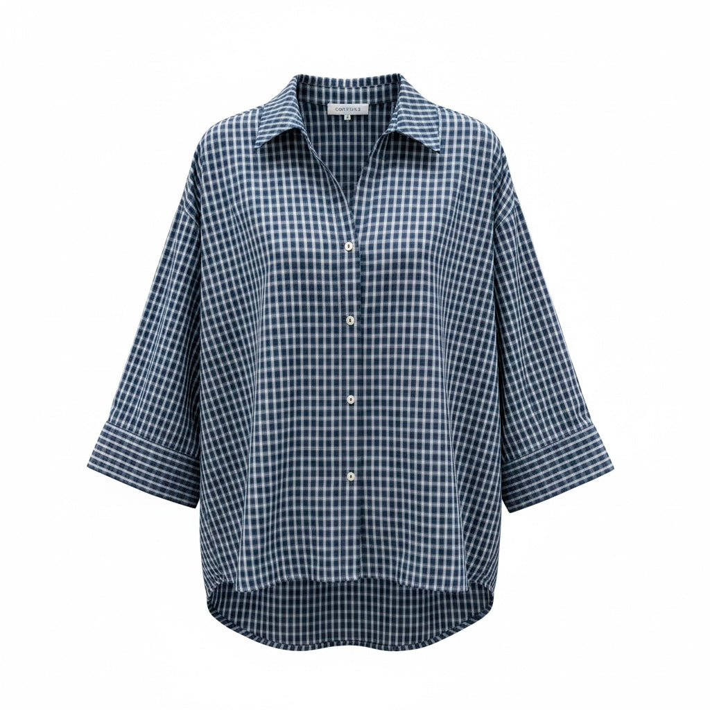 Amber Check Shirt Navy Continue