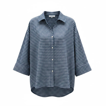 Amber Check Shirt Navy Continue