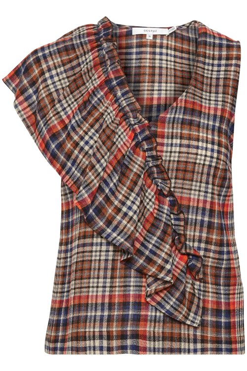 LeiGZ Top Brown/Orange Check Gestuz