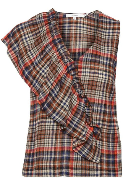 LeiGZ Top Brown/Orange Check Gestuz