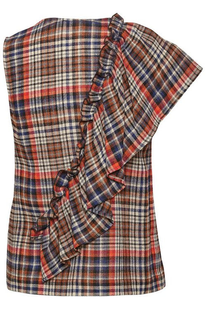 LeiGZ Top Brown/Orange Check Gestuz