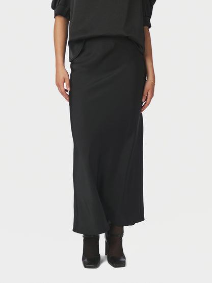 Vicky Heavy Sateen Skirt Black Neo Noir