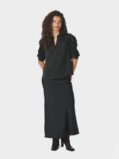 Vicky Heavy Sateen Skirt Black Neo Noir
