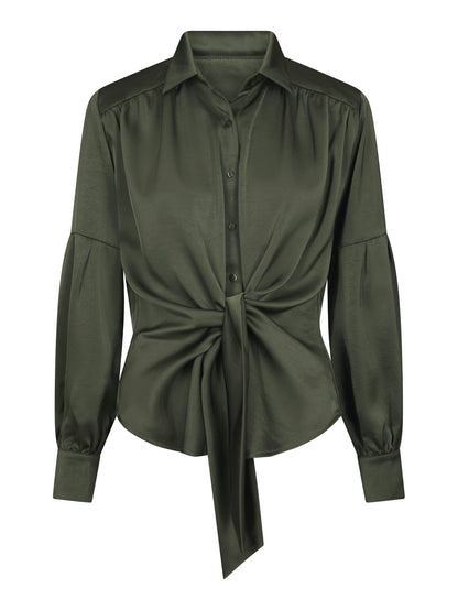 Naja Satin Shirt Deep Green Neo Noir