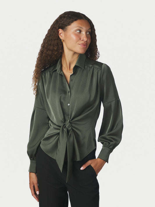 Naja Satin Shirt Deep Green Neo Noir