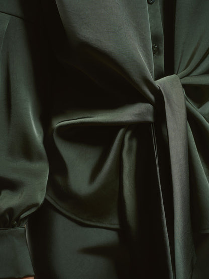 Naja Satin Shirt Deep Green Neo Noir