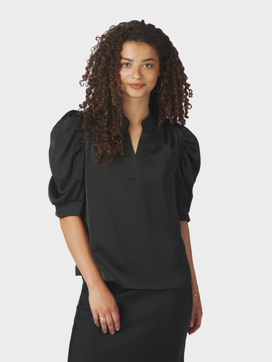 Roella Heavy Sateen Blouse Black Neo Noir