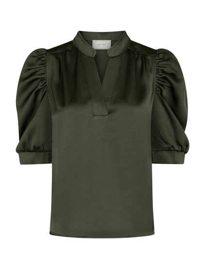 Roella Heavy Sateen Blouse Deep Green Neo Noir