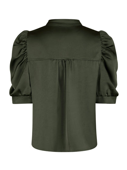 Roella Heavy Sateen Blouse Deep Green Neo Noir