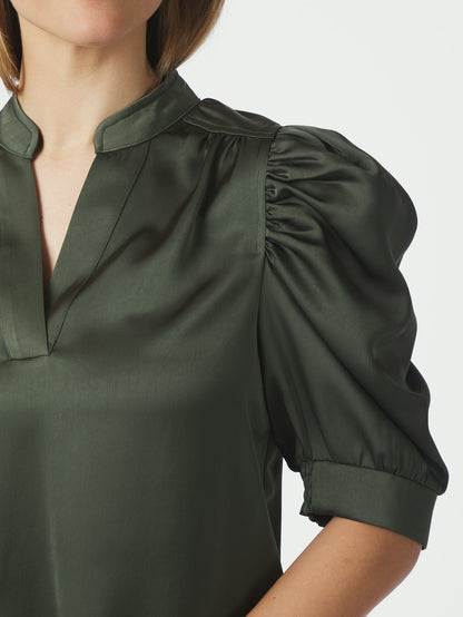 Roella Heavy Sateen Blouse Deep Green Neo Noir
