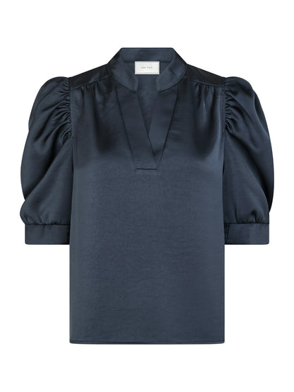 Roella Heavy Sateen Blouse Mignight Blue Neo Noir