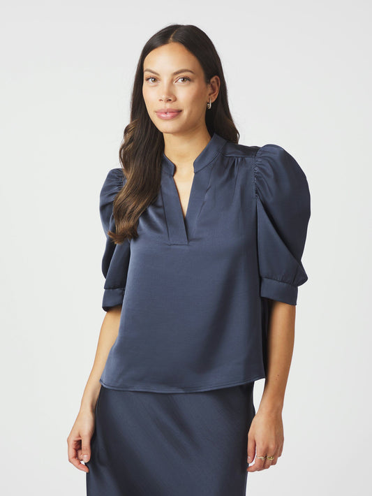 Roella Heavy Sateen Blouse Mignight Blue Neo Noir