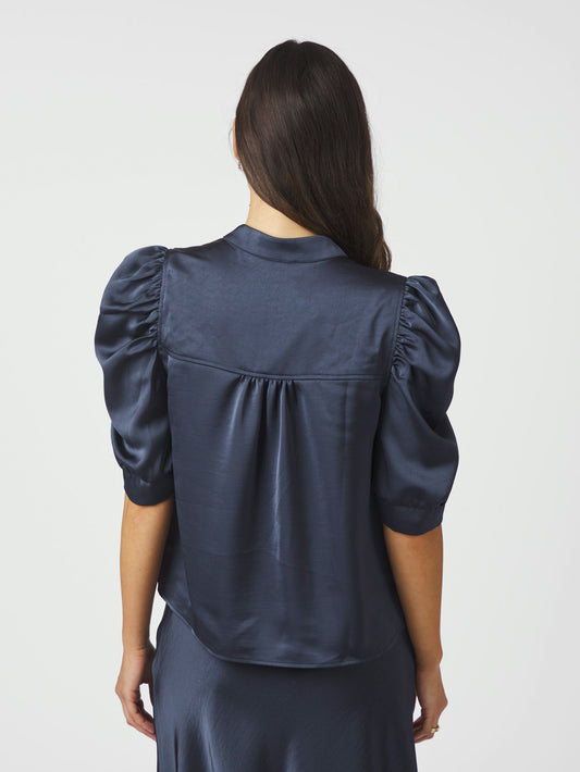 Roella Heavy Sateen Blouse Mignight Blue Neo Noir