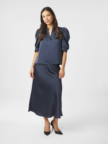 Roella Heavy Sateen Blouse Mignight Blue Neo Noir