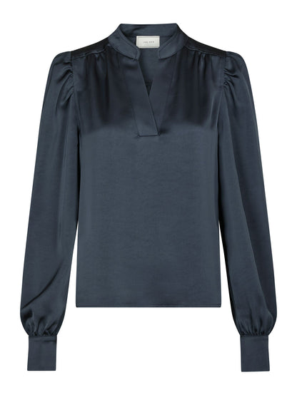 Rosslyn Heavy Sateen Blouse Midnight Blue Neo Noir