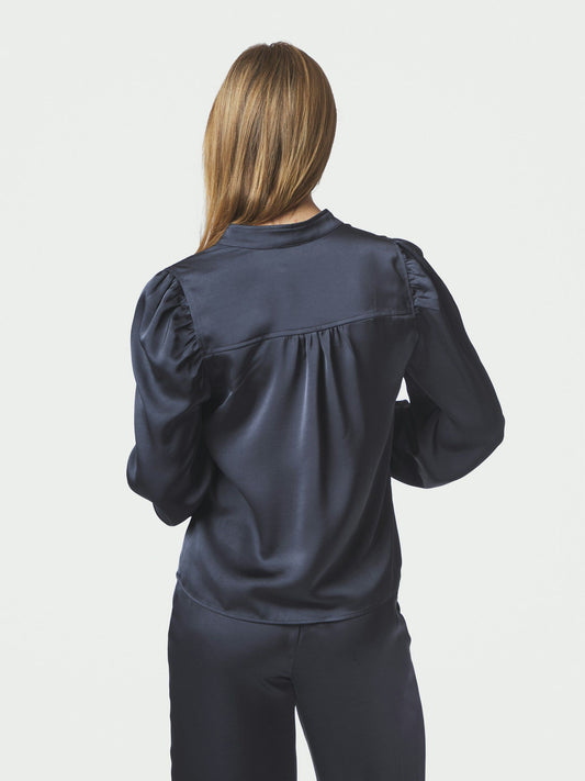 Rosslyn Heavy Sateen Blouse Midnight Blue Neo Noir
