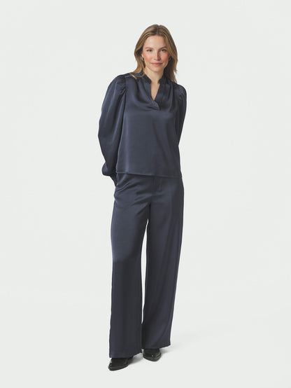 Rosslyn Heavy Sateen Blouse Midnight Blue Neo Noir