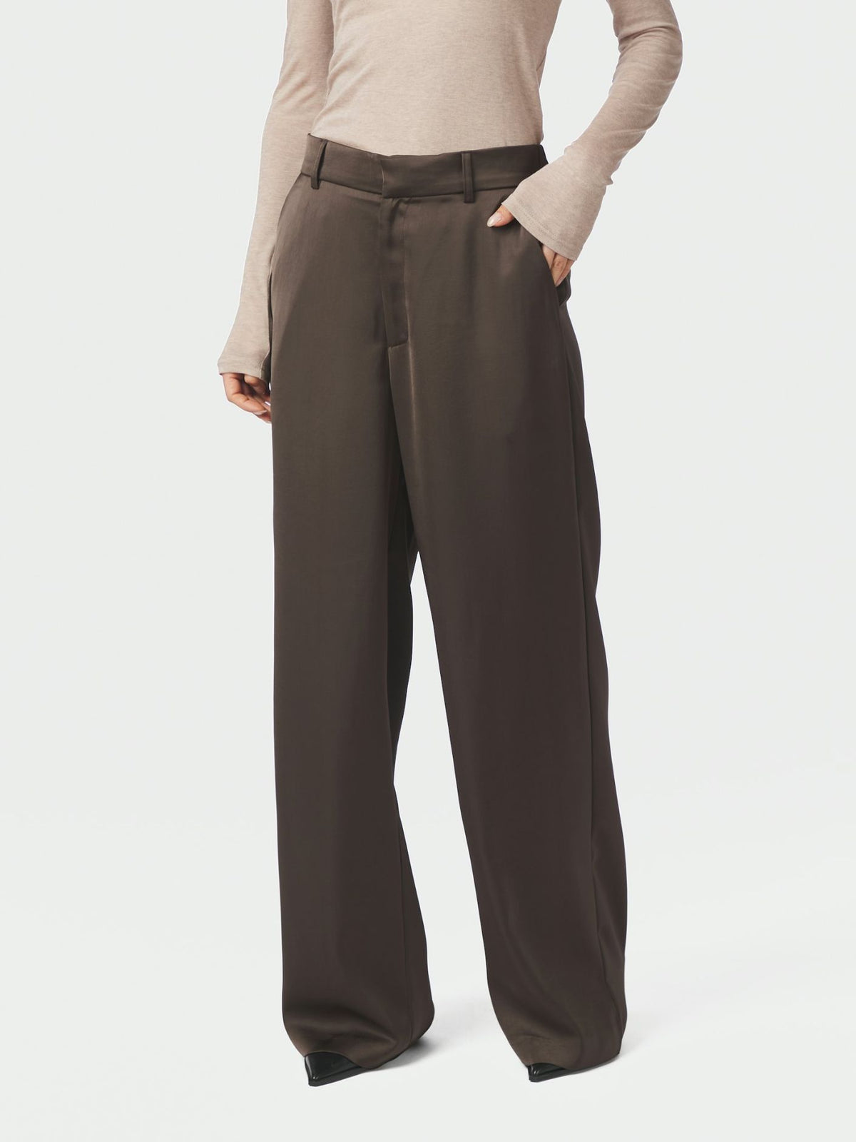 Emmett Heavy Sateen Pants Dark Brown Neo Noir