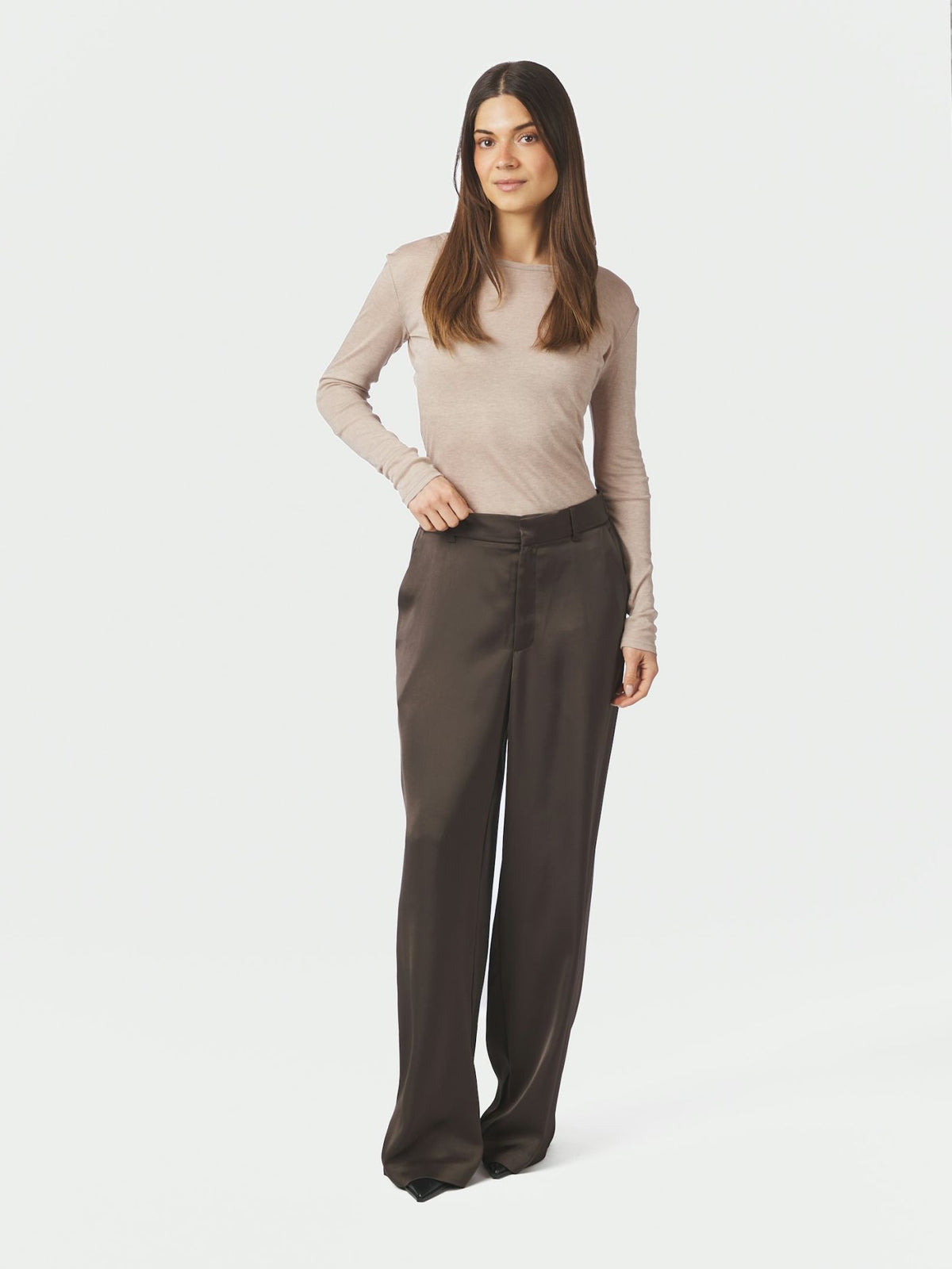 Emmett Heavy Sateen Pants Dark Brown Neo Noir