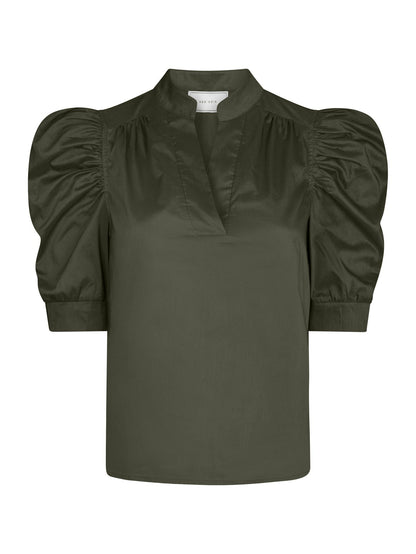 Roella Poplin Blouse Army Neo Noir